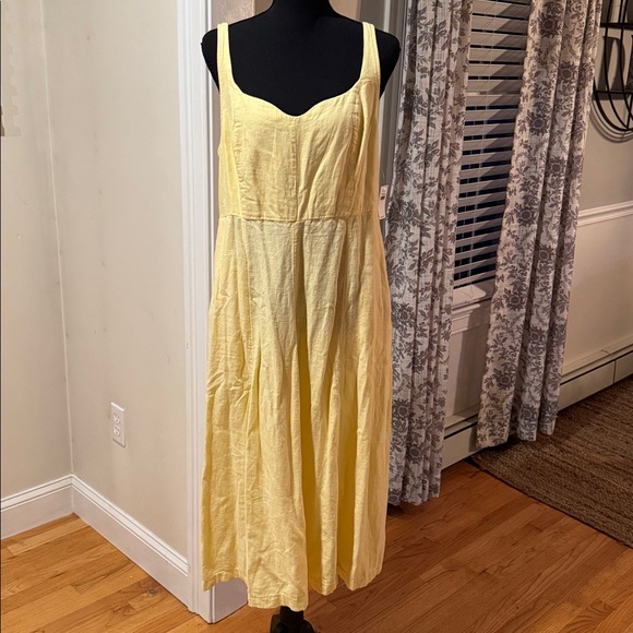 Old Navy New NWT Linen Dress Yellow Size Large - Picture 3 of 5